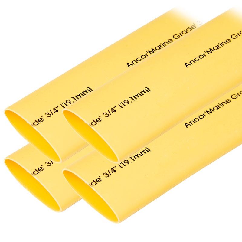 Ancor Heat Shrink Tubing 3/4 x 6 – Yellow – 4 Pieces – 306906