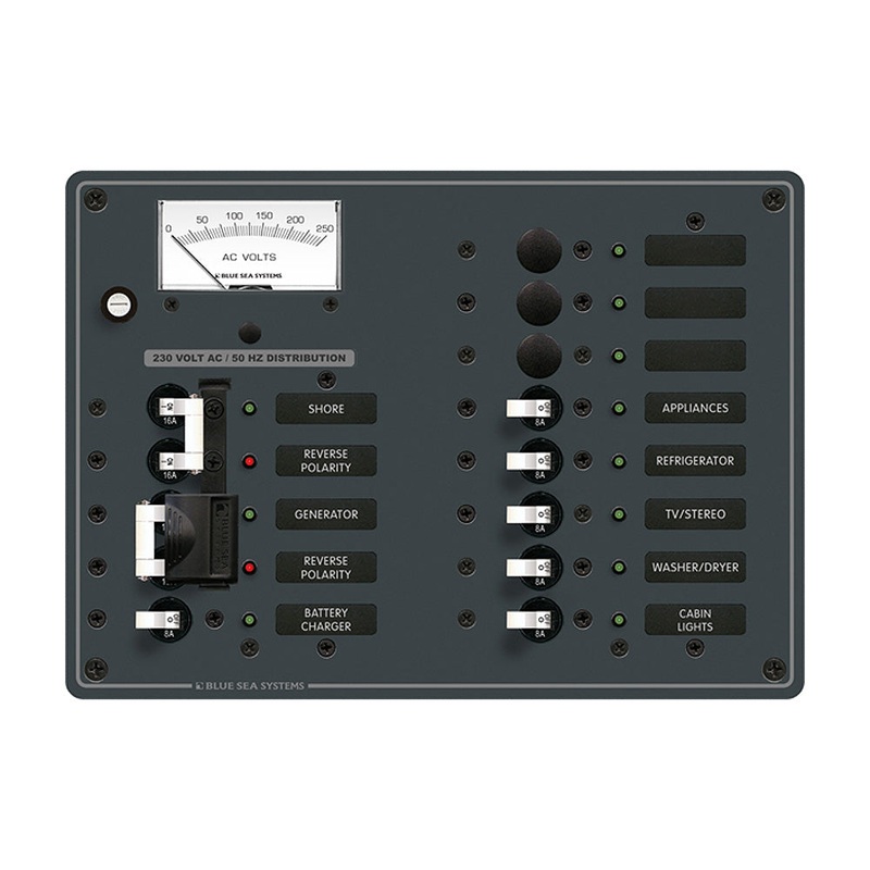 Blue Sea 8562 AC Toggle Source Selector (230V) – 2 Sources + 9 Positions – 8562