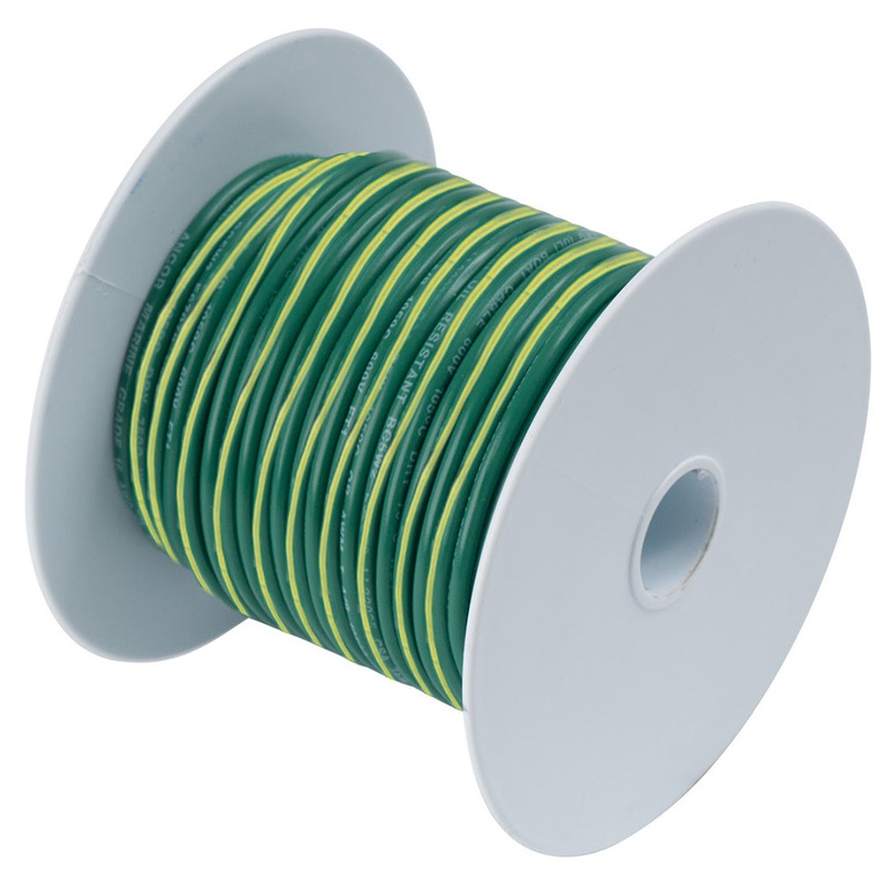 Ancor Green w/Yellow Stripe 10 AWG Tinned Copper Wire – 250′ – 109325