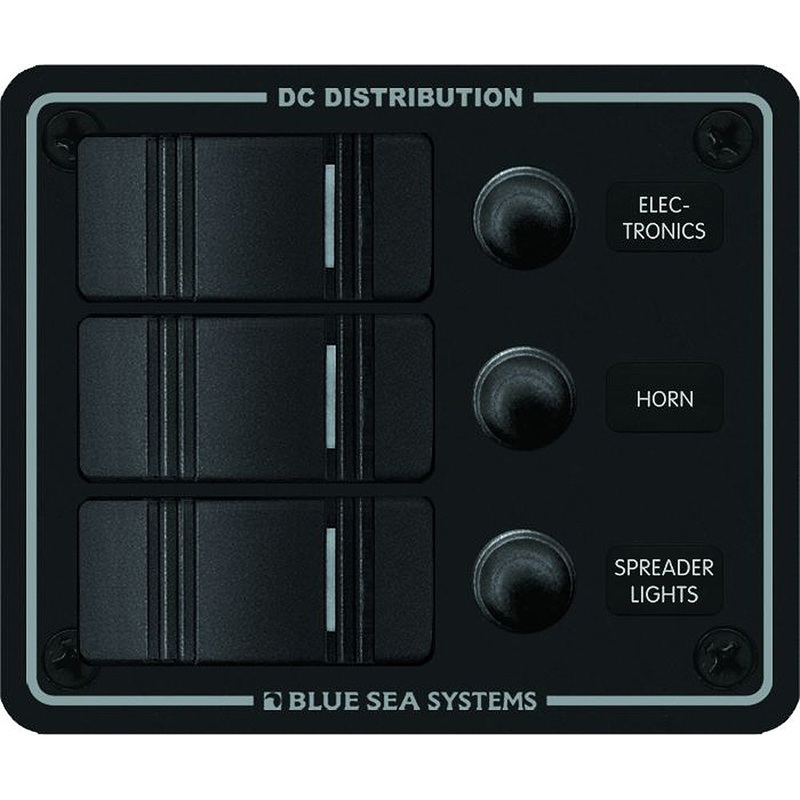 Blue Sea 8374 Water Resistant 3 Position – Black – Vertical Mount Panel – 8374