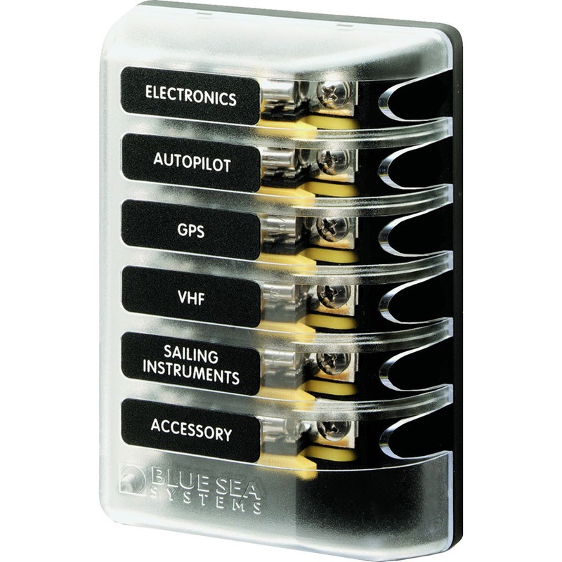 Blue Sea 5018 ST Glass Fuse Block w/out Negative Bus – 5018