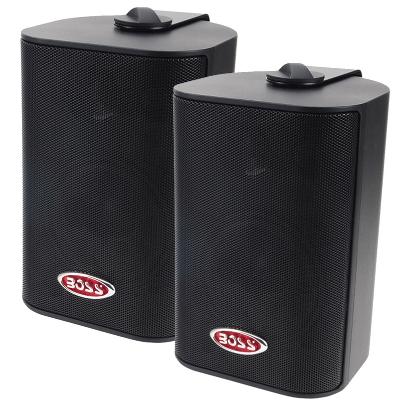 Boss Audio MR4.3B 4 3-Way Marine Enclosed System Box Speakers – 200W – Black – MR4.3B