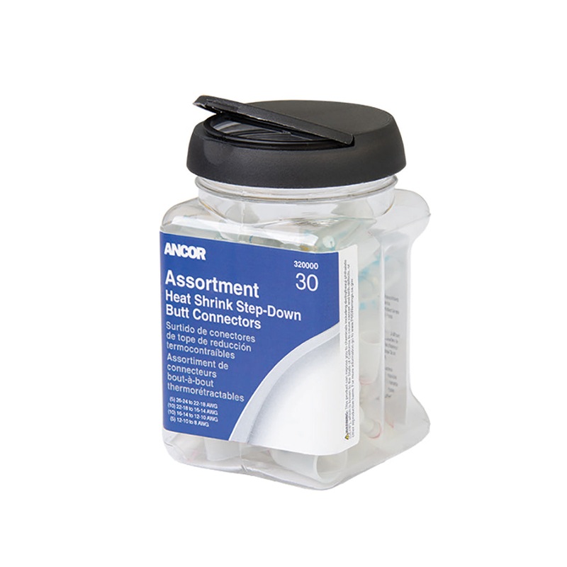 Ancor Heat Shrink Multi-Wire Step Down Butt Connectors 24-8 Assorted 80 Piece Jar – 320000