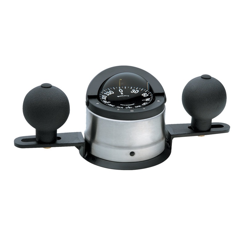 Ritchie B-200P Navigator Steel Boat Compass – Binnacle Mount – Stainless Steel/Black – B-200P