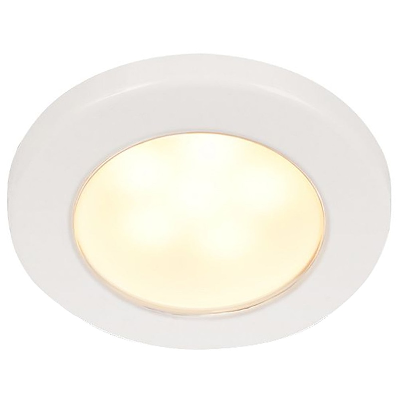 Hella Marine EuroLED 75 3 Round Screw Mount Down Light – Warm White LED – White Plastic Rim – 24V – 958109111
