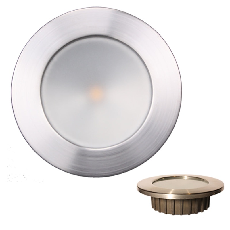 Lunasea ZERO EMI Recessed 3.5 LED Light – Warm White w/Brushed Stainless Steel Bezel – 12VDC – LLB-46WW-0A-BN
