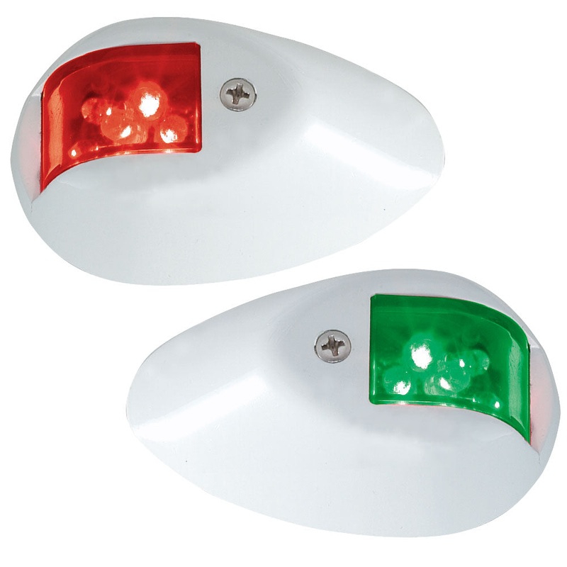 Perko LED Side Lights – Red/Green – 24V – White Epoxy Coated Housing – 0602DP2WHT
