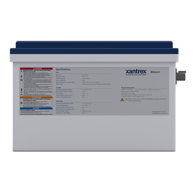 Xantex Lithium Iron Phosphate (LiFePO4) Battery – 125AH – 12VDC – 883-0125-12