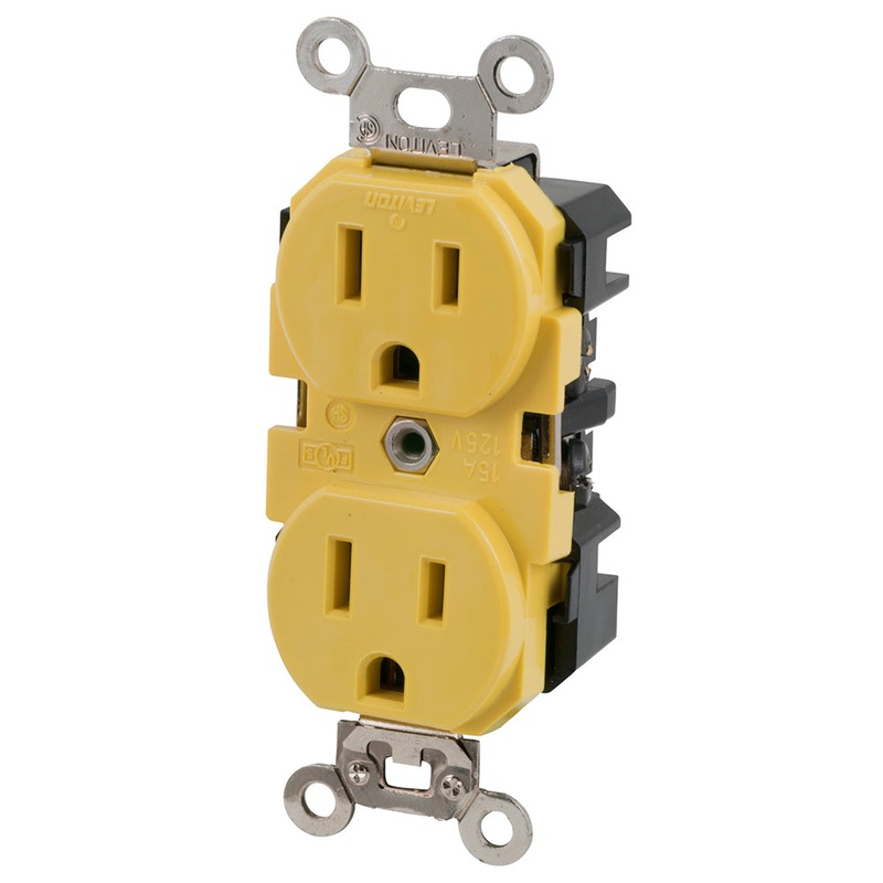 Marinco 15A 125V Yellow Duplex Straight Blade Receptacle – 5262CRR