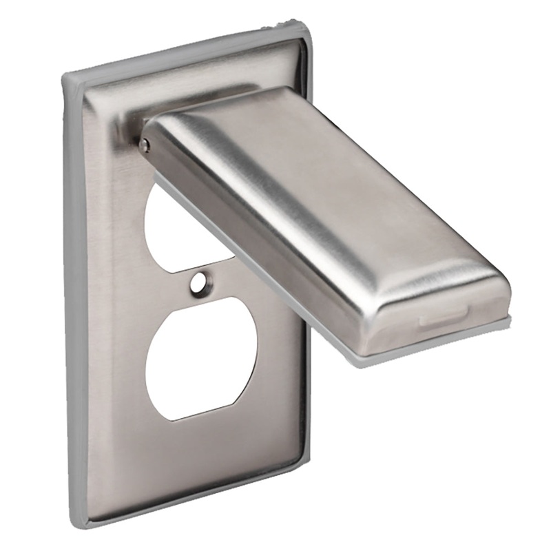 Marinco Stainless Steel Cover f/Duplex Receptacle w/Lift Lid – 7879CR