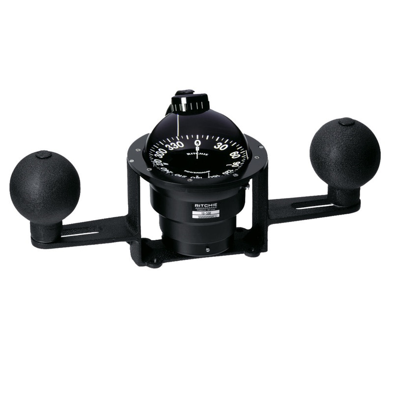 Ritchie YB-600 Globemaster Steel Boat Compass w/5 Card – 12V – Yoke Mounted – Black – YB-600