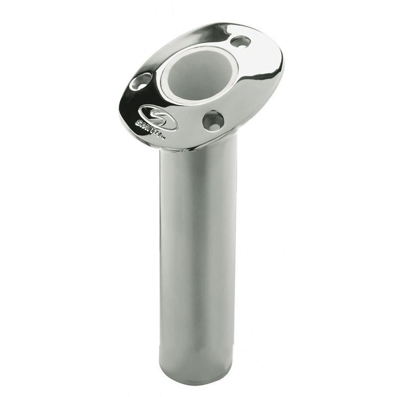 C.E. Smith Flush Mount Rod Holder – 15 Degree & 9 Depth – Stainless Steel – Cast Gimbal – White Vinyl Liner – 53671CA