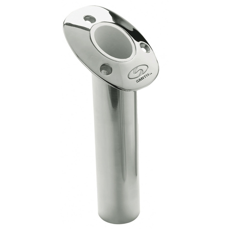 C.E. Smith Flush Mount Rod Holder – 30 Degree & 9 Depth – Stainless Steel – Cast Bottom – White Vinyl Liner – 53672CA