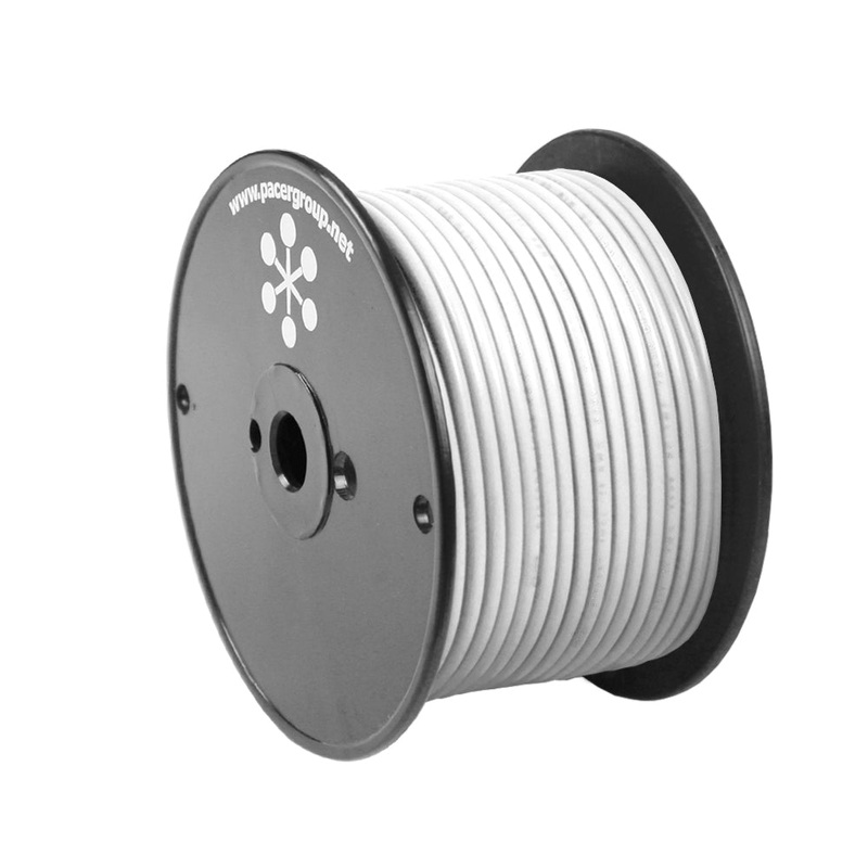 Pacer White 10 AWG Primary Wire – 20′ – WUL10WH-20