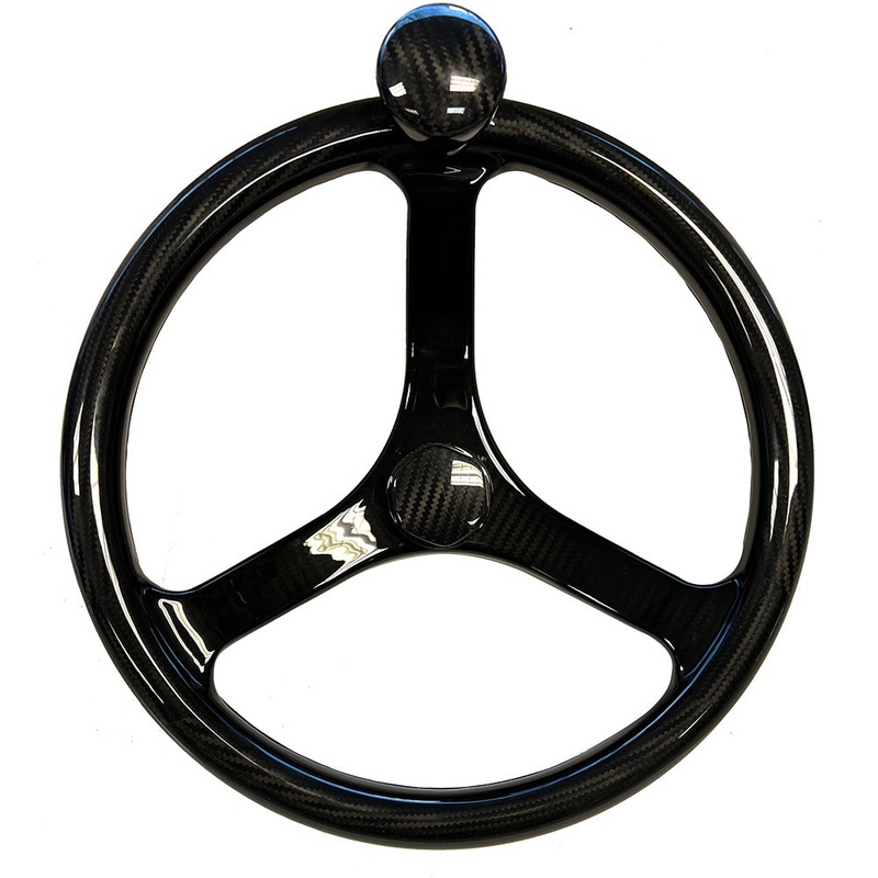 Schmitt Marine Carbon Fiber Primus Wheel w/Knob 13.5 w/Sanntoprene Finger Grip 3/4 Tapered Shaft w/CF Nut – 7461321FGK-CFN
