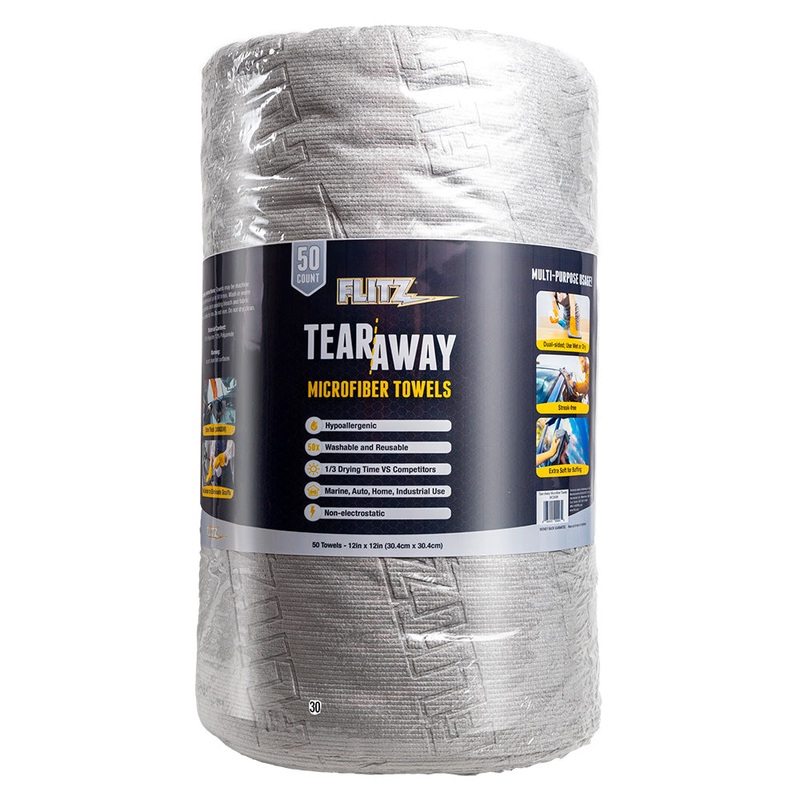 Flitz 12×12 Tear-Away Microfiber Towels – 50-Count – Grey – MC300R