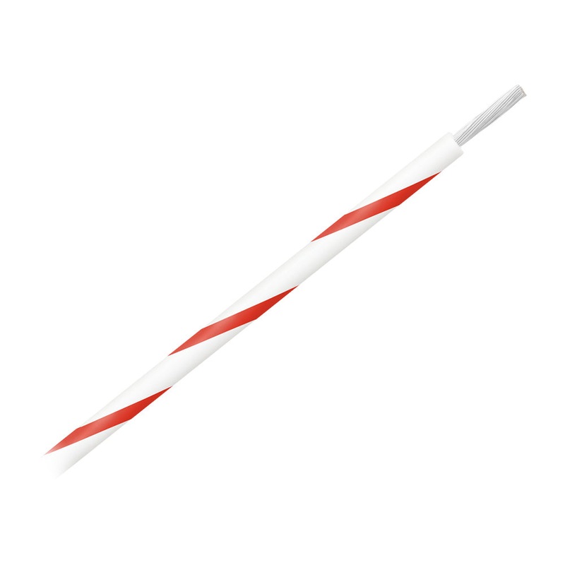 Pacer 14 AWG Gauge Striped Marine Wire 500′ Spool – White w/Red Stripe – WUL14WH-2-500