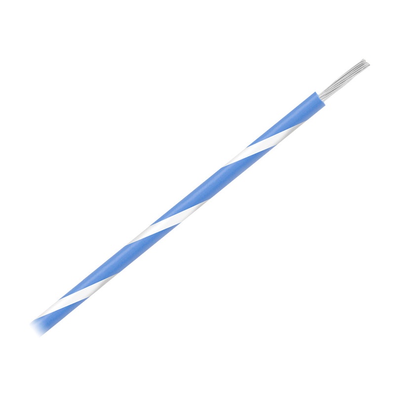 Pacer 16 AWG Gauge Striped Marine Wire 500′ Spool – Blue w/White Stripe