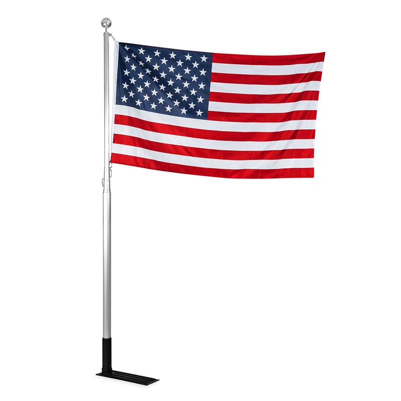 Camco 20′ Telescoping Camper/RV Flagpole w/Base Foot & U.S. Flag