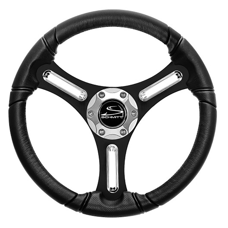 Schmitt Marine Torcello 14 Wheel – 03 Series – Polyurethane Wheel w/Chrome Spoke Inserts & Cap – Black Brushed Spokes – 3/4 – Retail Packaging – PU031104-12R
