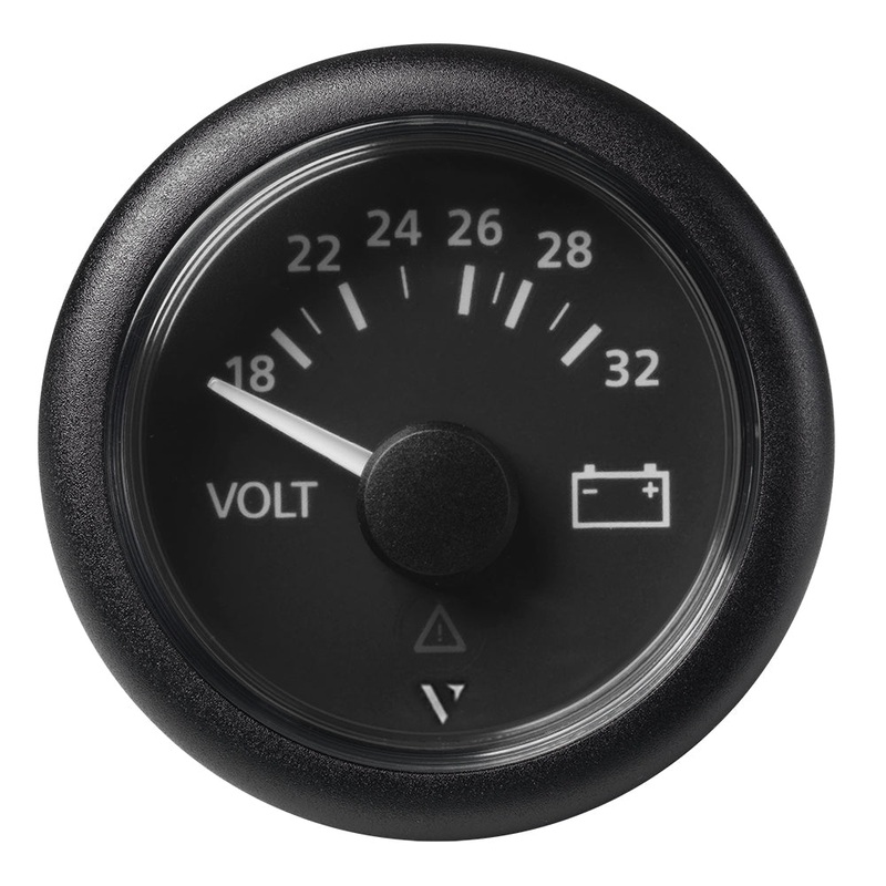 Veratron 52mm (2-1/16) Viewline Voltmeter 18-32V – Black Dial & Bezel – A2C59512458