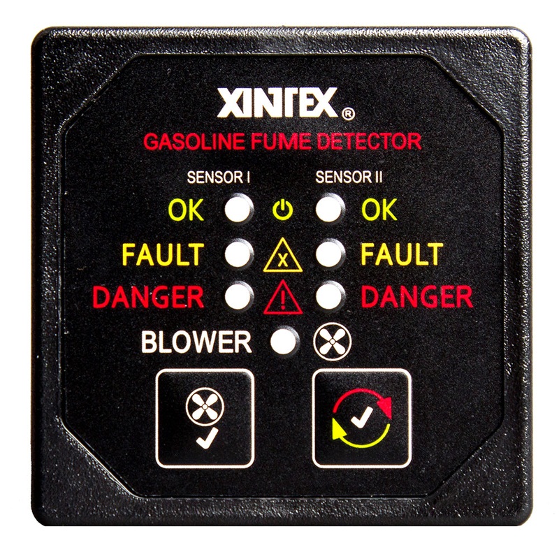 Xintex Gasoline Fume Detector & Blower Control w/2 Plastic Sensors – Black Bezel Display – G-2BB-R