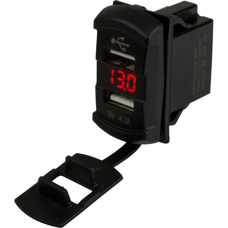 Sea-Dog Dual USB Rocker Switch Style Voltmeter w/Hidden Display – 426527-1