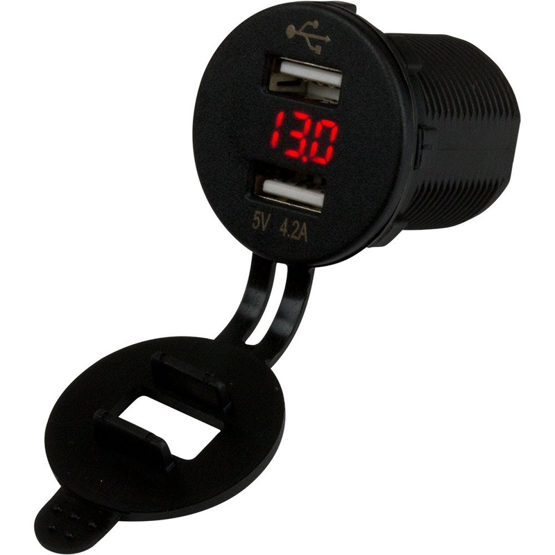 Sea-Dog Dual USB Socket/Voltmeter w/Hidden Display – 426517-1