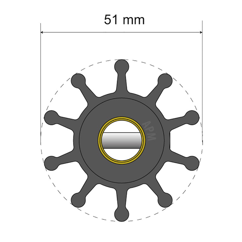 Albin Pump Premium Impeller Kit – 51 x 12.7 x 22mm – 10 Blade – Pin Insert – 06-01-011