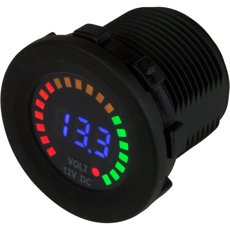 Sea-Dog Round Voltage Meter DC – 5V-15V w/Rainbow Dial – 421617-1