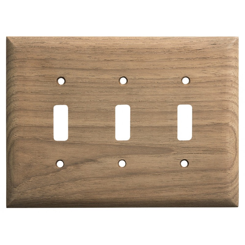 Whitecap Teak 3-Toggle Switch/Receptacle Cover Plate – 60179