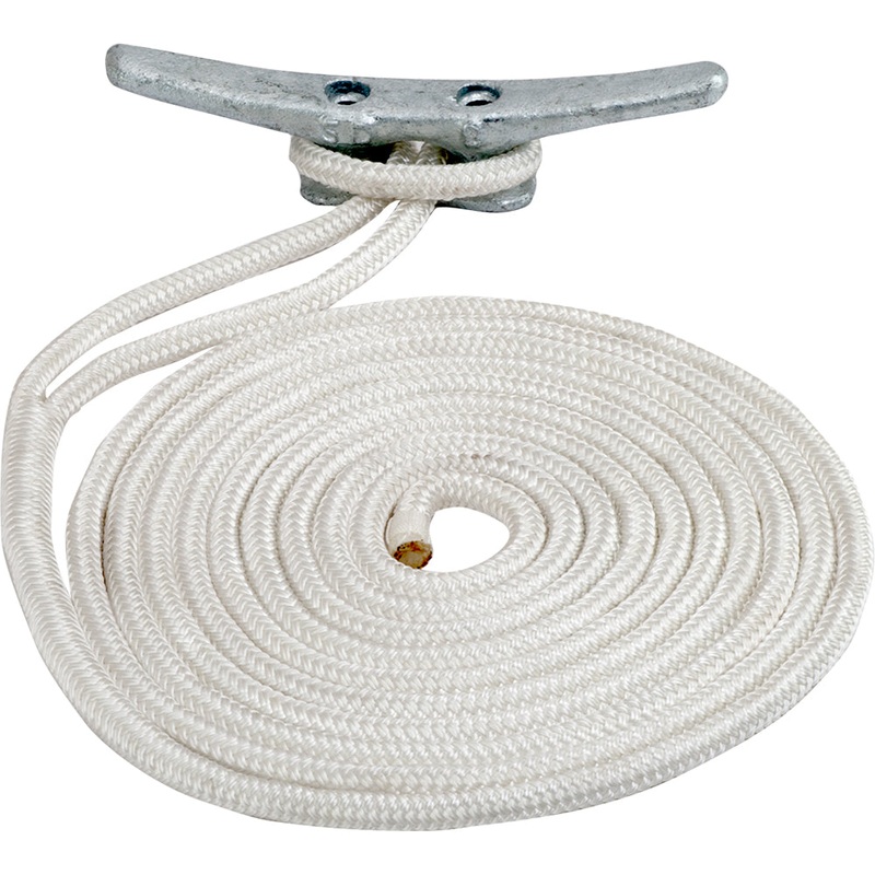 Sea-Dog Double Braided Nylon Dock Line – 5/8 x 25′ – White – 302116025WH-1