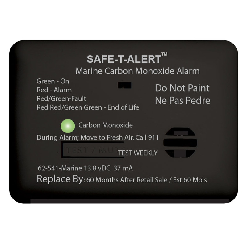 Safe-T-Alert 62 Series Carbon Monoxide Alarm  with Relay – 12V – 62-541-R-Marine – Surface Mount – Black – 62-541-R-MARINE-BL