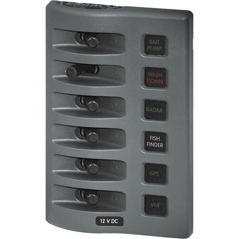 Blue Sea 4306 WeatherDeck Water Resistant Fuse Panel – 6 Position – Grey – 4306