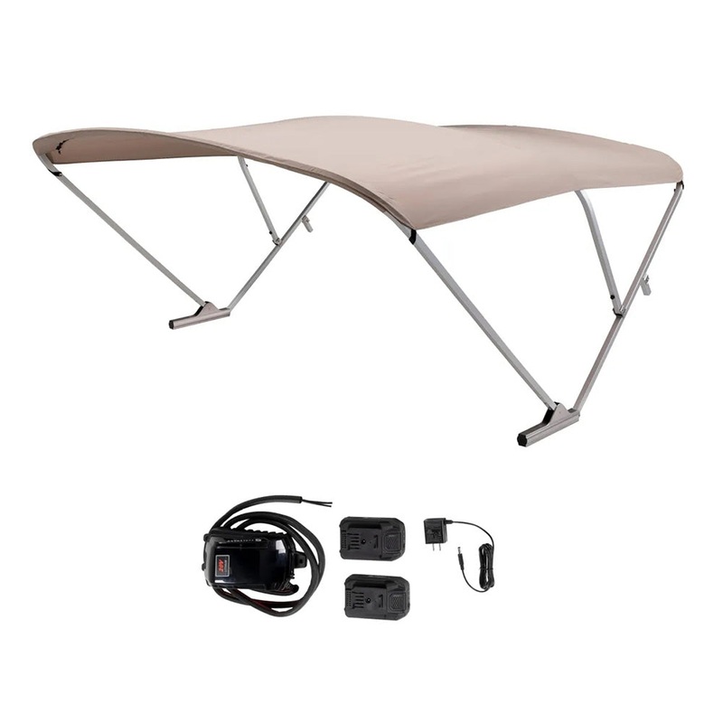 SureShade Battery Powered Bimini – Clear Anodized Frame & Beige Fabric – 2021133088