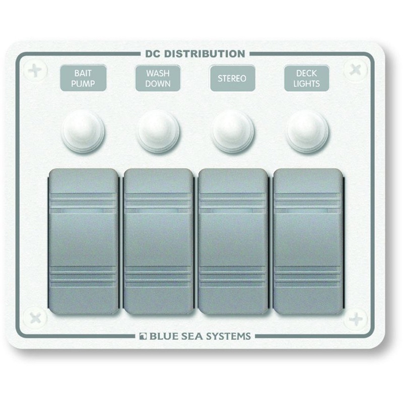 Blue Sea 8272 Water Resistant Panel – 4 Position – White – Horizontal Mount – 8272