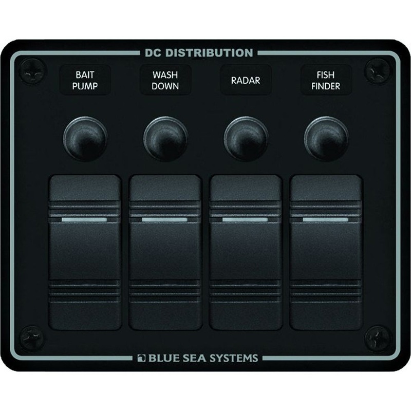 Blue Sea 8372 Water Resistant 4 Position – Black – Horizontal Mount Panel – 8372