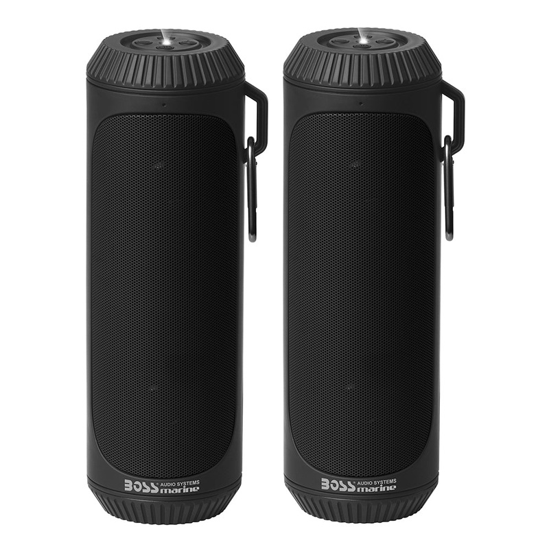 Boss Audio Bolt Marine Bluetooth Portable Speaker System w/Flashlight – Pair – Black – BOLTBLK
