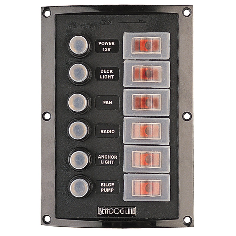 Sea-Dog Splash Guard Circuit Breaker Panel – 6 Circuit – 424806-1