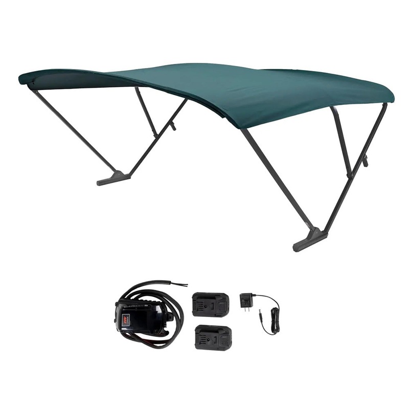 SureShade Battery Powered Bimini – Black Anodized Frame & Green Fabric – 2021133099