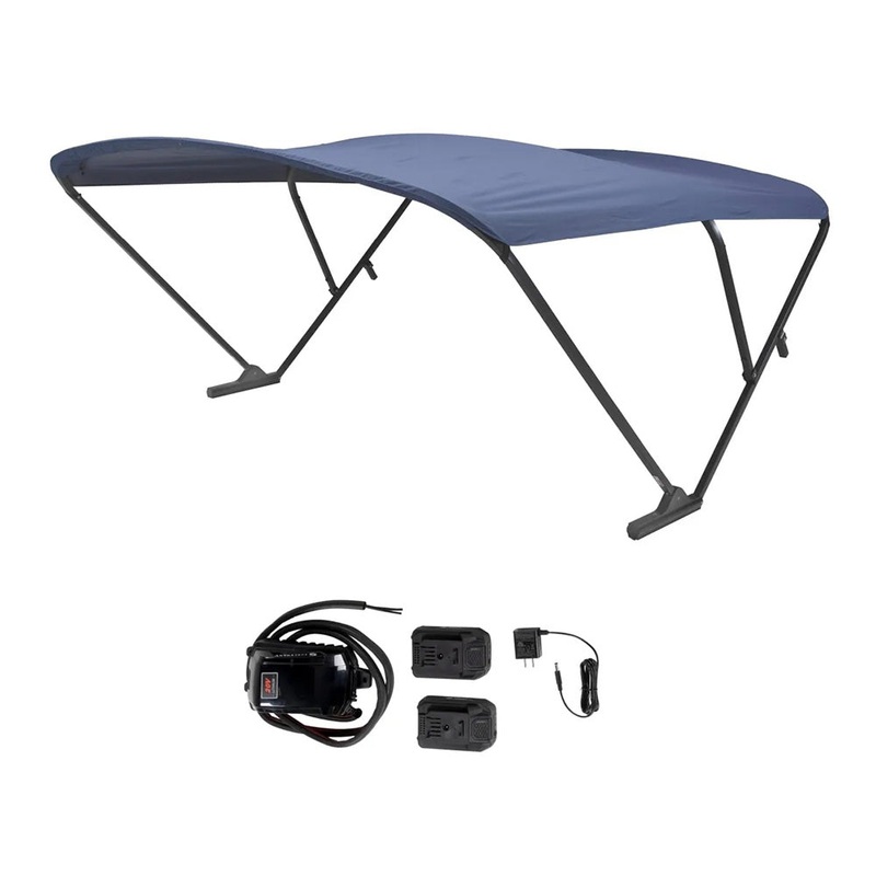 SureShade Battery Powered Bimini – Black Anodized Frame & Navy Fabric – 2021133095