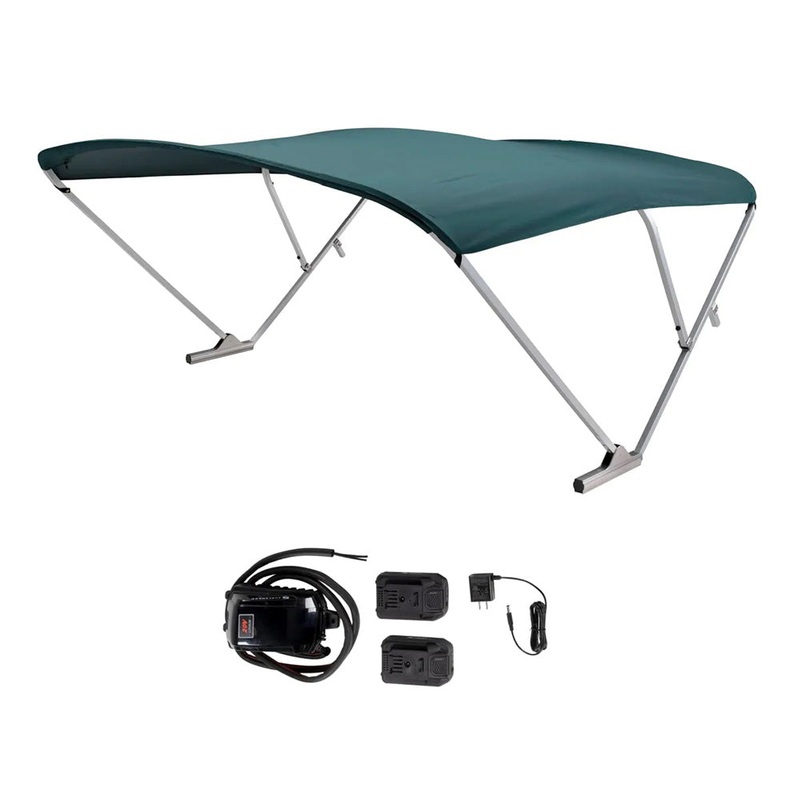 SureShade Battery Powered Bimini – Clear Anodized Frame & Green Fabric – 2021133098