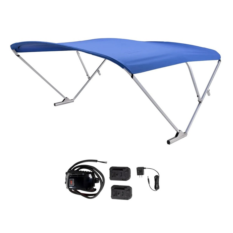 SureShade Battery Powered Bimini – Clear Anodized Frame & Pacific Blue Fabric – 2021133096