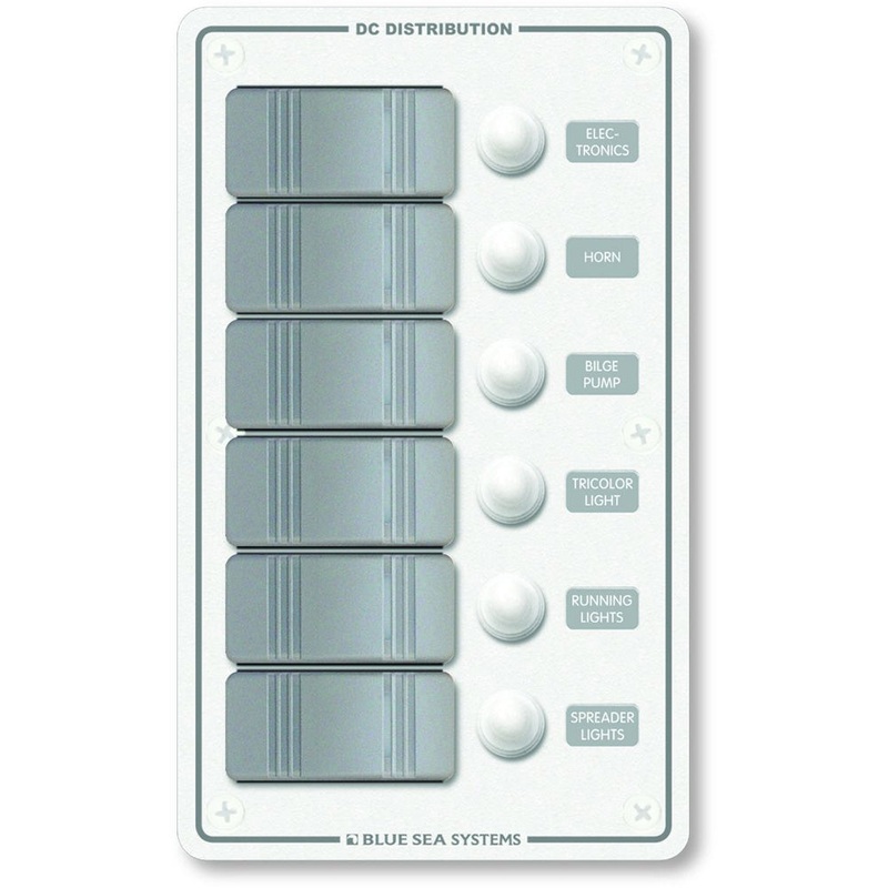 Blue Sea 8273 Water Resistant Panel – 6 Position – White – Vertical – 8273