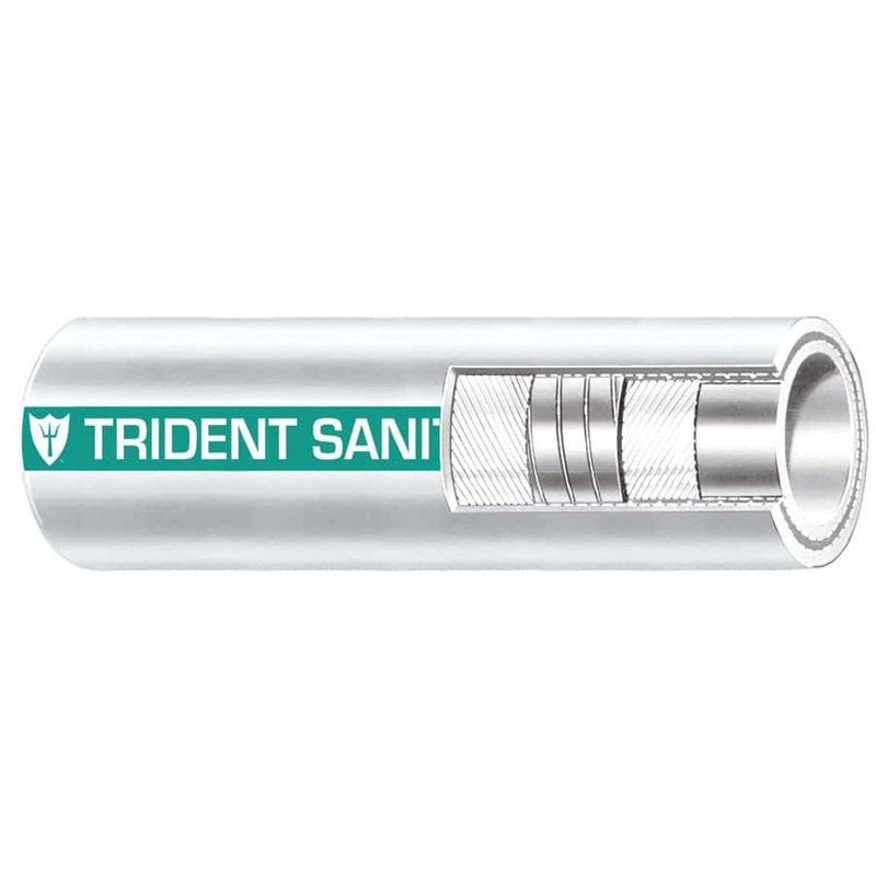 Trident Marine 1-1/2 Premium Marine Sanitation Hose – White with Green Stripe – Sold by the Foot – 102-1126-FT
