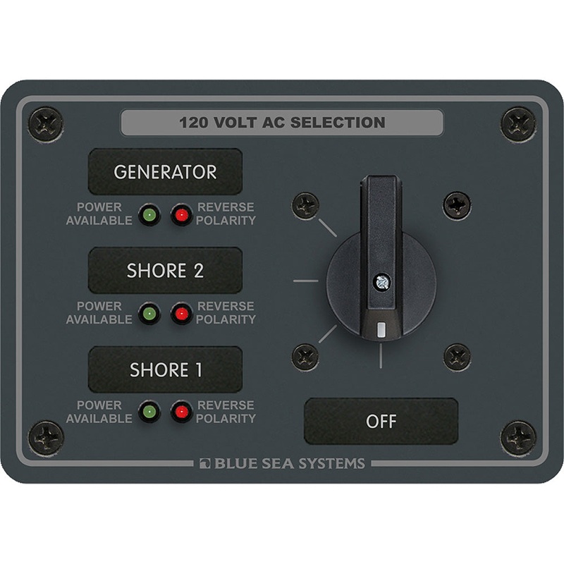 Blue Sea 8366 AC Rotary Switch Panel 30 Ampere 3 Positions + OFF, 2 Pole – 8366