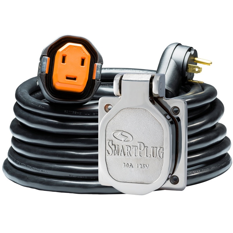 SmartPlug RV Kit 30 Amp 30′ Dual Configuration Cordset – Black (SPX X Park Power) & Stainless Steel Inlet – R30303BM30NT