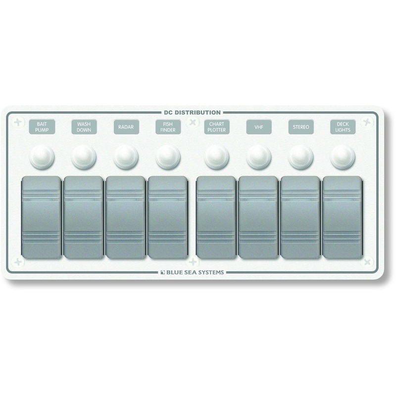 Blue Sea 8271 Water Resistant Panel – 8 Position – White – Horizontal Mount – 8271