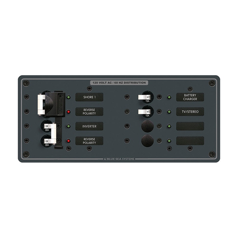 Blue Sea 8499 Breaker Panel – AC 2 Sources + 4 Positions – White – 8499