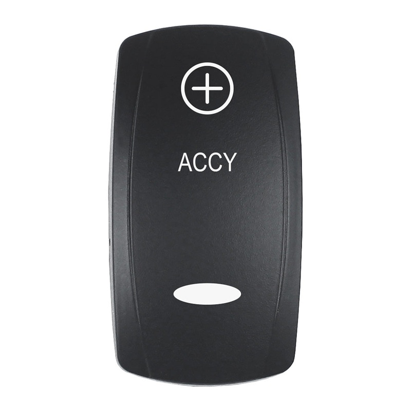Pacer Actuator – ‘ACCY’ f/V Series Contura Switches – Black – Laser Etched (Top/Bottom Light)